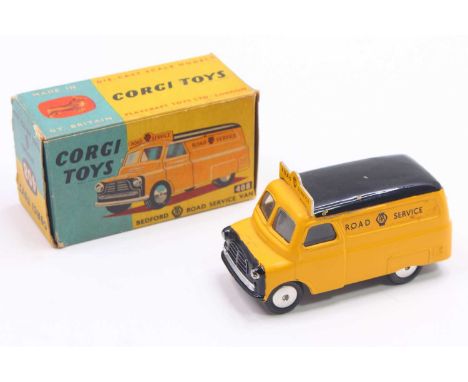 Corgi Toys, 408, Bedford AA service van, yellow body with black roof and grille, divided windscreen, smooth hubs, AA road ser