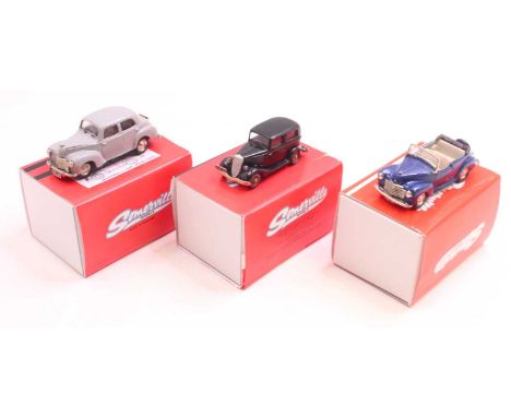 Three Somerville 1/43 scale white metal cars to include a Vauxhall L-type Velox 1949, a Ford Y-type Tudor 2-door 1933 SMK, an