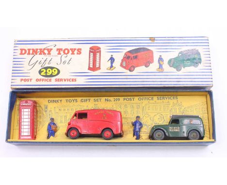 Dinky Toys No. 299 gift set Post Offices Services comprising Royal Mail van, GPO telephones, Morris van, telephone call box, 