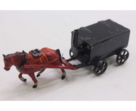 Charbens Lead and hollow painted wagon set containing a Road Pitch Boiler and a Horse, loose examplesFlue pipe on pitch boile