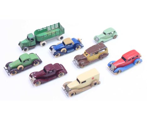 Tootsie Toy collection of loose diecast to include; Graham Coupe in dark blue with tan roof, Graham Sudan in red body with bl