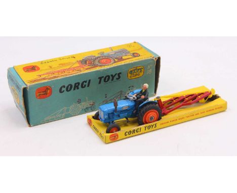 Corgi Toys Gift Set 18 Ford Tractor and plough set, comprising of a 55 Fordson Power Major Tractor with 56 four furrow plough