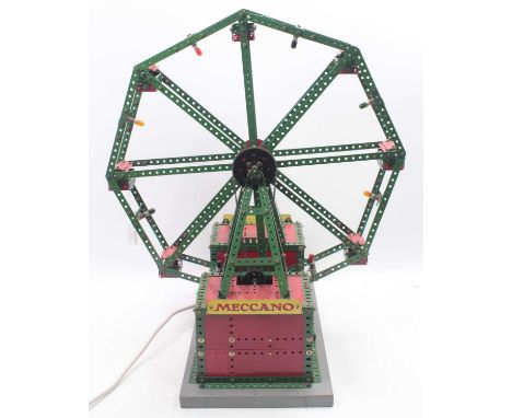 An original Meccano 1950s shop display model of a ferris big wheel, using mixed period late 1950s red &amp; green Meccano com