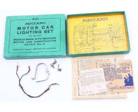 Meccano Pre-War 1933-1941 M251 Lighting Set for No.2 Constructor Outfit Car, has been unstrung from the base, complete with i