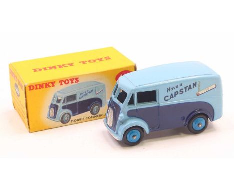 Dinky Toys No. 465 Morris Commercial delivery van in "Capstan" livery, comprising a two-tone blue body with mid-blue hubs in 