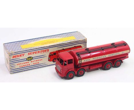 Dinky Toys No.943 Leyland Octopus Esso Tanker, comprising red body with matching Supertoy hubs and Esso livery, housed in the