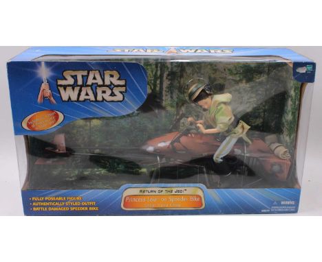 Hasbro Star Wars Return Of The Jedi No.26700 Princess Leia On The Speeder Bike Endor Forest Chase, housed in a plastic displa