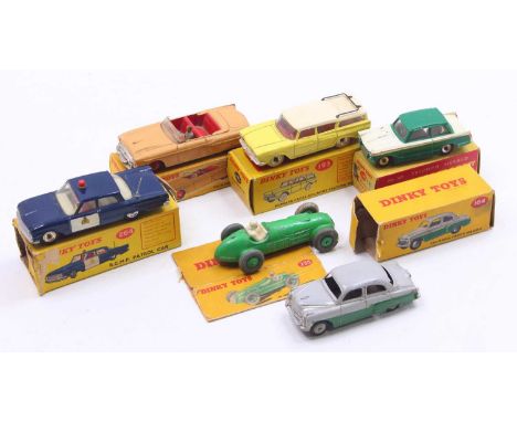 Dinky Toys group of 6 Playworn diecasts to include; No.264 RCMP Patrol Car, No.235 HWM Racing Car, No. 164 Vauxhall Cresta Sa