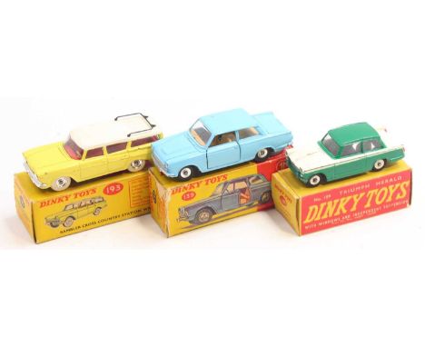 Dinky Toys group of 3 playworn diecasts to include; No. 193 Rambler Cross Country Station Wagon in yellow (with retouches), N