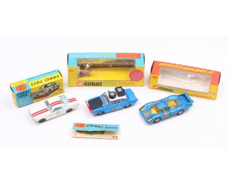 Corgi Toys Boxed diecast group, 3 examples to include No.385 Porsche 917 Whizzwheels (VG-BVG), No.325 Ford Mustang Fastback 2