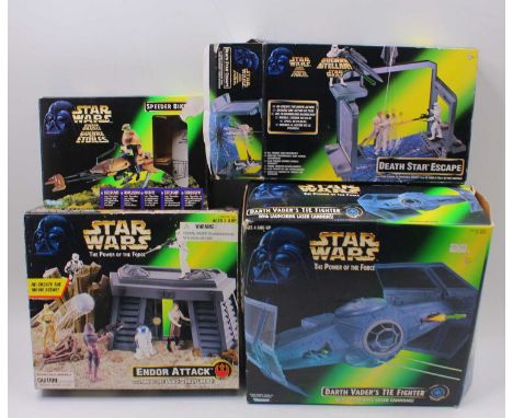 Kenner Star Wars The Power Of The Force group of 4 sets to include; Darth Vader Tie Fighter, Endor Attack, Speeder Bike and a