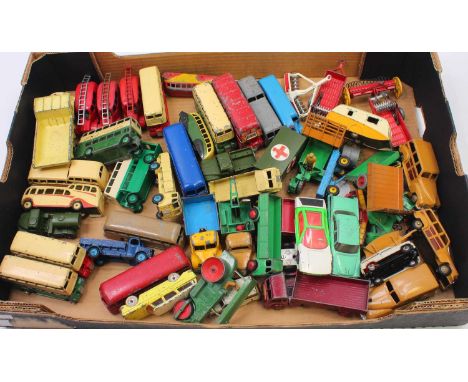 Dinky Toys and other 2 trays containing loose and playworn diecast to include; Aveling Barford Diesel Roller, No.643 Army Wat