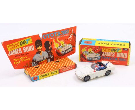 Corgi Toys No. 336 James Bond 007 2000GT comprising white body with black interior and silver plated bumper with detailed wir