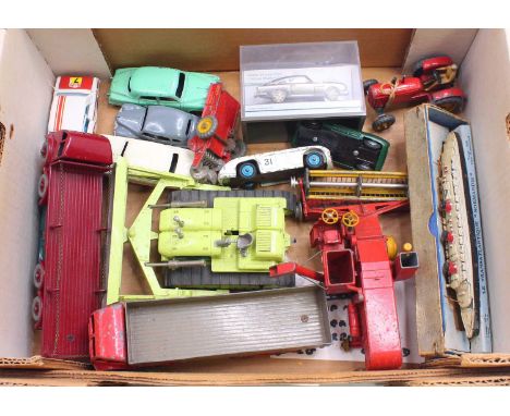 Dinky, Corgi and other Toys, 4 trays of mostly loose and playworn diecast to include; No.163 Bristol 450, No.283 Single Decke