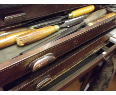 Vintage tool chest containing vintage tools 