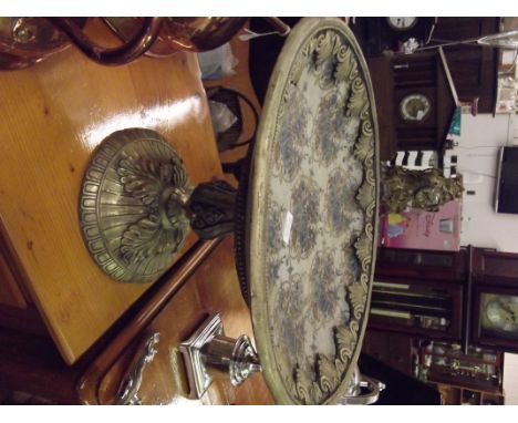 Large brass and ceramic crackle glaze pedestal centre piece