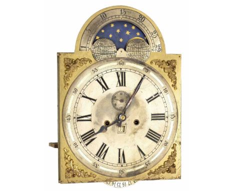 Extremely rare Gustav Becker moon phase Vienna regulator eight day wall clock movement (circa 1890s), the 8.5" brass arched d