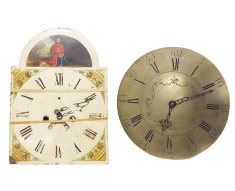 Thirty hour longcase clock movement, the 13" circular dial signed Hill Sheffield to the foliate engraved centre; also an eigh