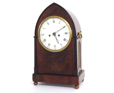 Good English mahogany double fusee lancet bracket clock, the engraved movement back plate signed Richard Webster, Exchange Al