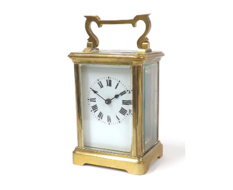 French brass carriage clock timepiece, 5.75" high