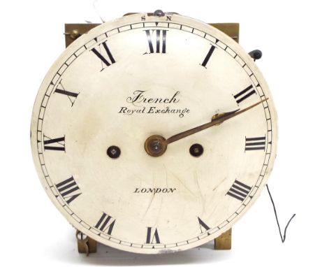 Good English double fusee bracket clock movement, the 7" white painted convex dial signed French, Royal Exchange, London, wit