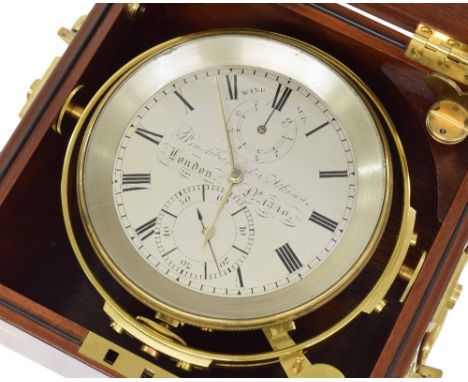 Good eight day marine chronometer, the 4.25" silvered dial signed Brockbank &amp; Atkins, London, no. 1340 with subsidiary st