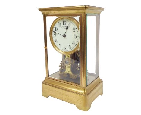 Eureka Clock Co Limited four glass electric mantel clock, the 4.25" cream dial over the movement and fast/slow plate inscribe