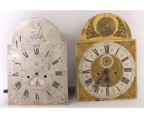 Eight day longcase clock movement, the 12" silvered arched dial signed George Penny, Wells, with subsidiary seconds dial and 