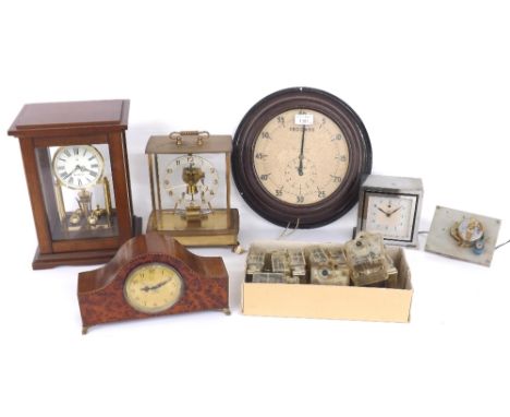Seth Thomas electric torsion style clock, within a four glass wooden case, 12" high, Keinger &amp; Obergfell four glass elect
