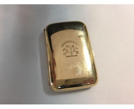 A 9ct gold cigarette/cheroot case, by H Matthews, Birmingham 1904,of rounded rectangular form, the cover engraved with family