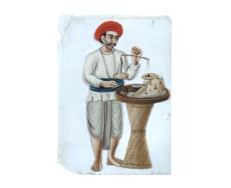 Company School, Patna, 19th Century, thirty-six paintings on mica, of male and female Indian figures playing musical instrume