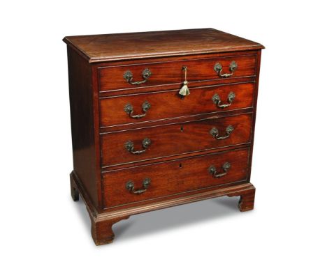 A George III mahogany chest of drawers, with four long drawers, brass handles, on bracket feet 82 x 78 x 47cm (32 x 30 x 18in