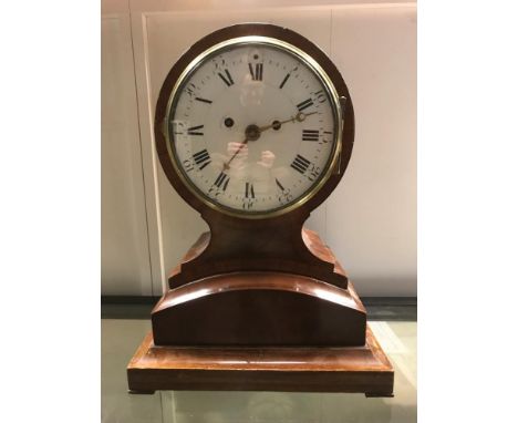 A Regency and later mahogany balloon case mantel clock, the 16cm enamelled dial (retouched) with twin fusee bell-striking cir