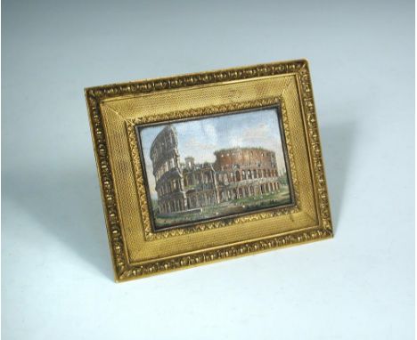 A micromosaic of the Colosseum, possibly by Domenico Moglia (1780-1862), the view taken from slightly north of east against a