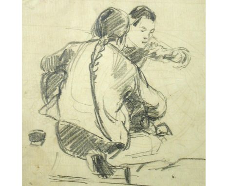 Joseph Crawhall, RSW (British, 1861-1913) Girl with a plait and a boy charcoal 18 x 18cm (7 x 7in) Provenance: From the Figur