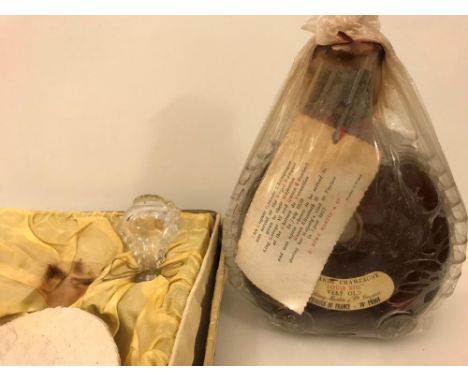 Remy Martin Grande Champagne Cognac Louis XIII, in Baccarat flask shape decanter with glass stopper and label, probably 1960s