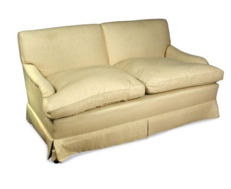 A small Howard style sofa, upholstered in a linen fabric 90 x 174 x 106cm (35 x 68 x 41in)  