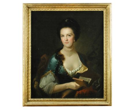 Circle of George Knapton (British, 1698-1778) Portrait of Mrs Mary Gem (née Harvey) of Brandwood, Worcestershire, head and sh