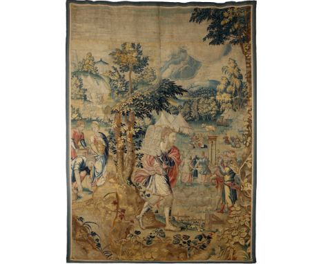 Barock 18. Jahrhundert Tapisserie Moses Rückkehr,Frankreich, 18. Jahrhundert, Tapisserie mit vielfigurige biblische Szenerie,