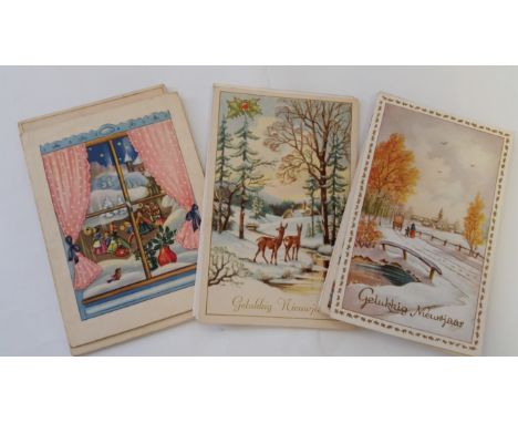 GREETINGS, p/c, Christmas, inc. scenes, children, floral, religious, villages etc., Belgian issue, many pu, G to VG, 225*   x