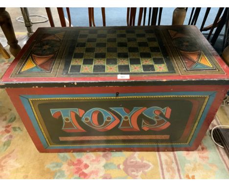 A vintage painted pine blanket box W 76 cm