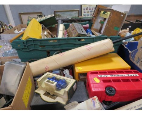 Two trays of assorted model railway engines and accessories etc