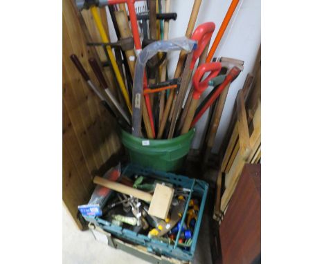 A large selection of garden tools