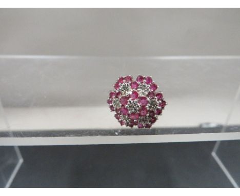A hallmarked 9ct gold ruby &amp; diamond cluster ring, size L, weight approx 3.5 g