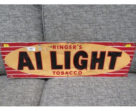 A vintage metal advertising sign for Ringers A1 Light Tobacco