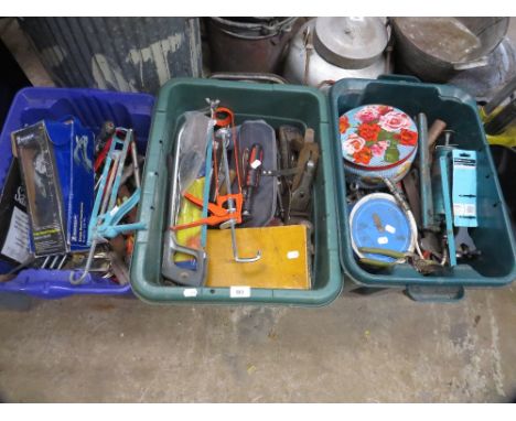 Three large trays of used tools
