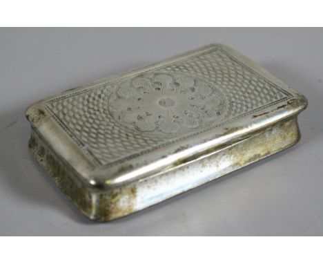 A 19th century white metal snuff box with chased decoration and silver gilt interior.