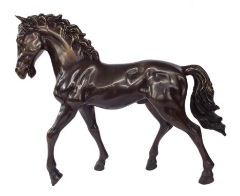 20th century - large bronze standing horse, 17.5" high