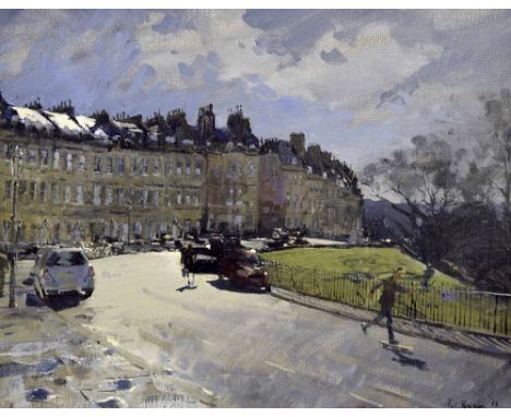 Peter Edward Mackenzie Brown, N.E.A.C (b.1967) - 'Sun after Rain, Lansdown Crescent', signed and dated '16 (2016), also inscr