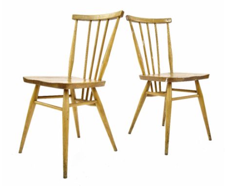 Pair of Ercol spindle back dining chairs, 15" wide, 31" high (2)